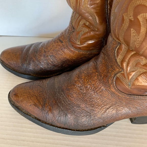 Vintage Justin Brown Leather Western Cowboy Boots Size 8D Rodeo - Picture 2 of 16